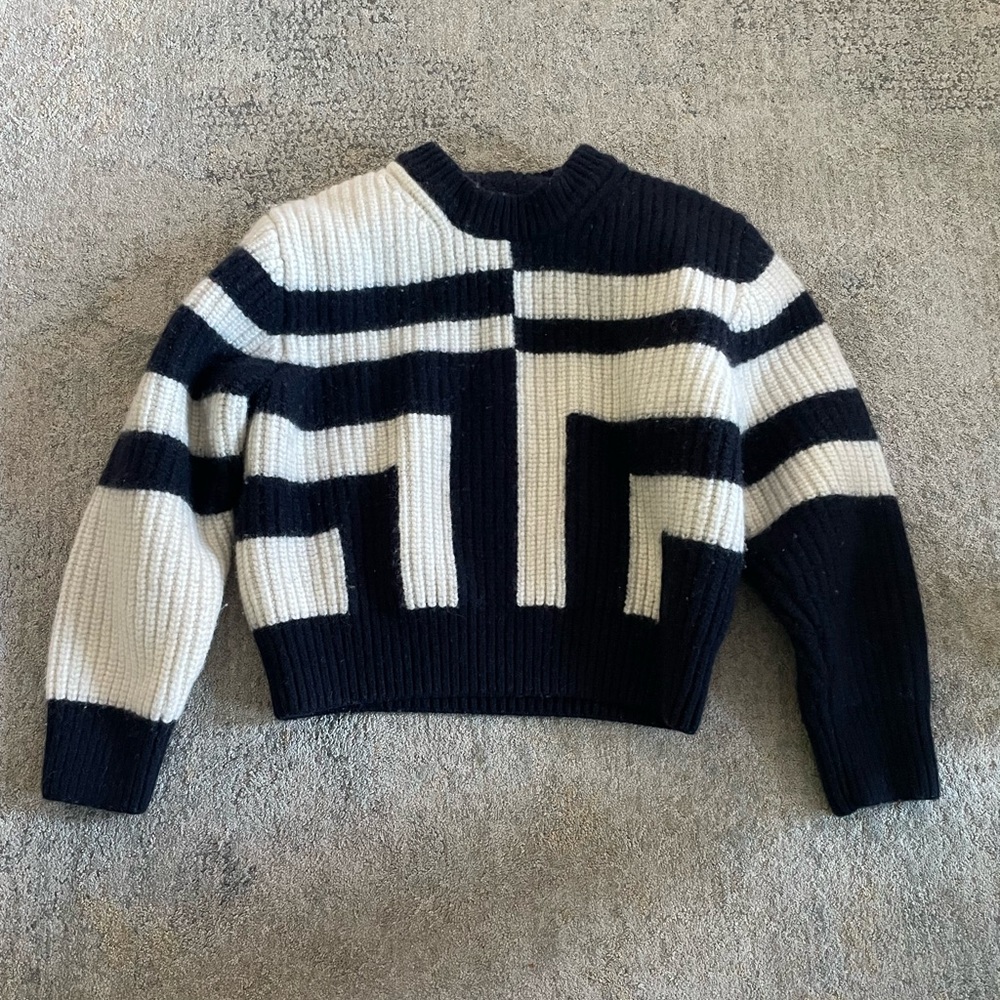 Tory Burch cropped geometric Crew Neck Sweater